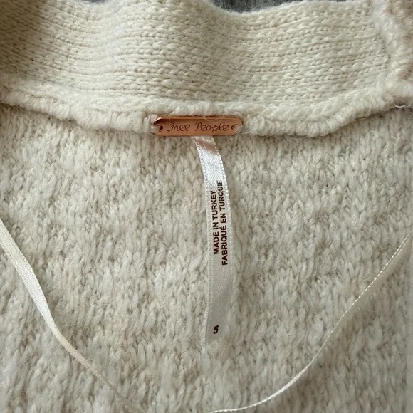 Free People Herringbone Stitch Kimono Cardigan Ivory Oversized Slouchy Small - Picture 5 of 14